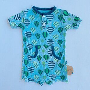 B-Kickee Pants, NB, s/s bamboo short romper